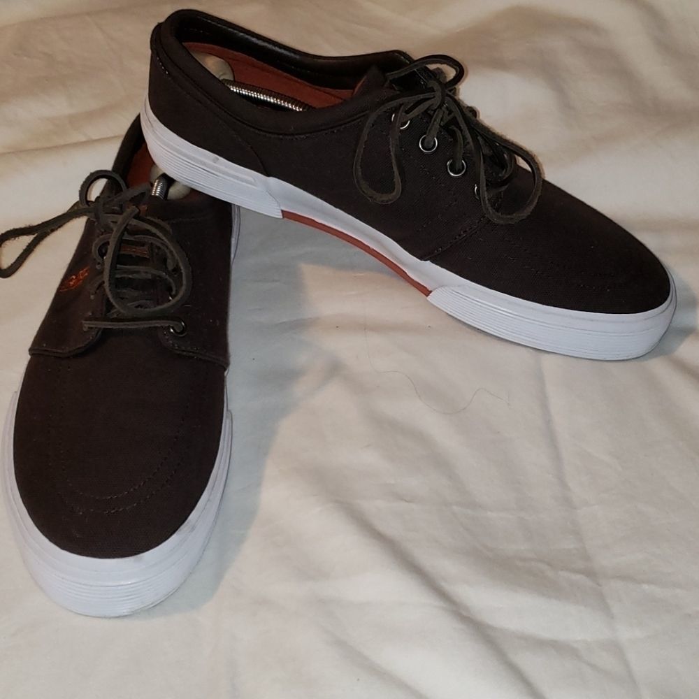 Polo Ralph Lauren Faxon Brown Orange Canvas Shoes‎
